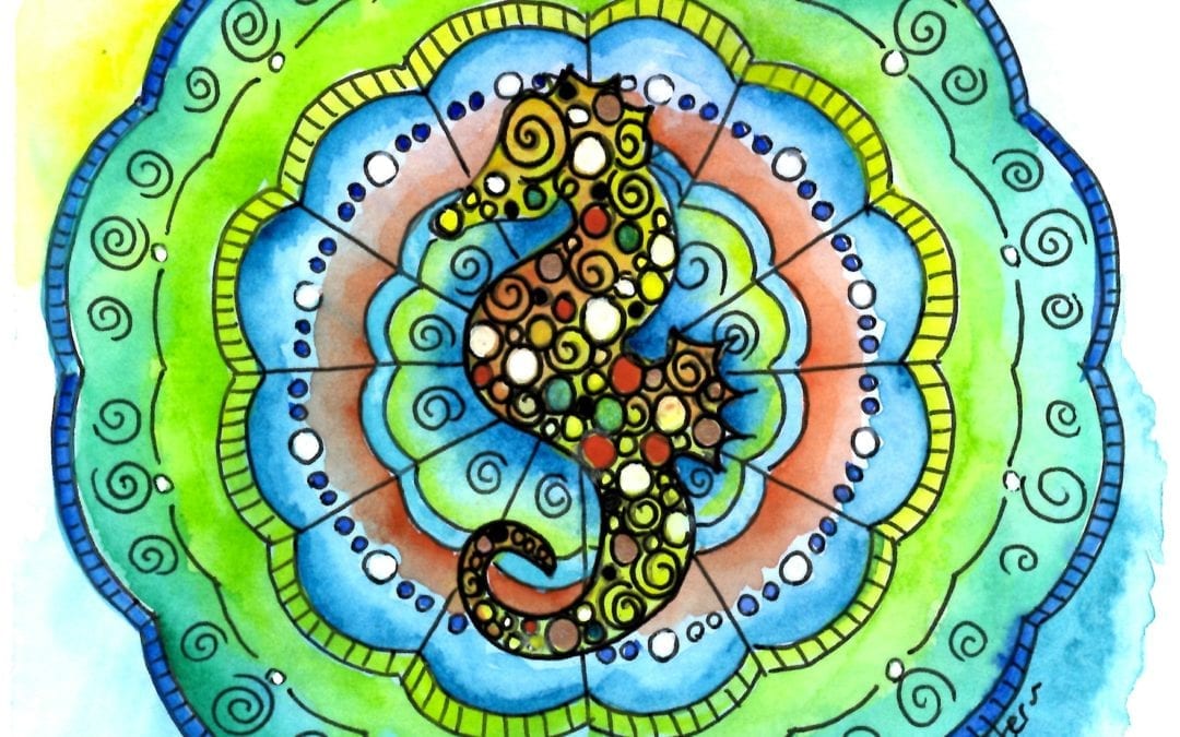 Seahorse Mandala Watercolour Timelapse
